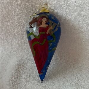 Pier One Li Bien Ornament Reverse Hand Painted Glass Xmas 2010 Angel Teardrop